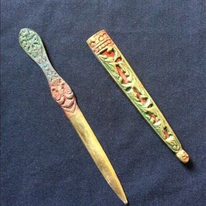 ITALY SOLID BRASS ANTIQUE 1900’S LETTER OPENER !!